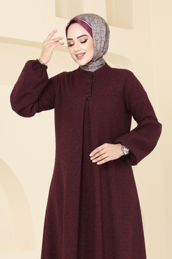 Dress 22014UKB139 Burgundy - 3