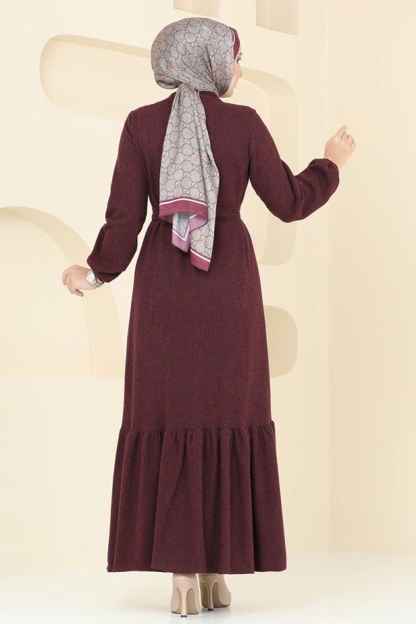 Dress 22019UKB139 Burgundy - 4