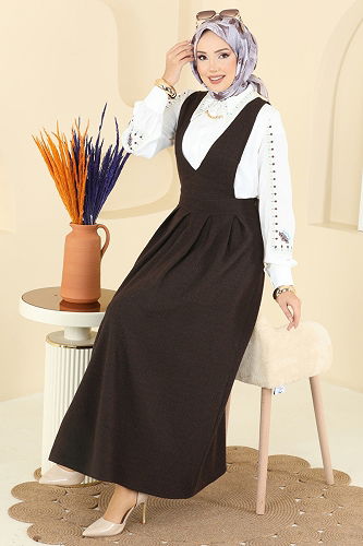 moda selvim DRESS 22021UKBK1160 Brown - Thumbnail