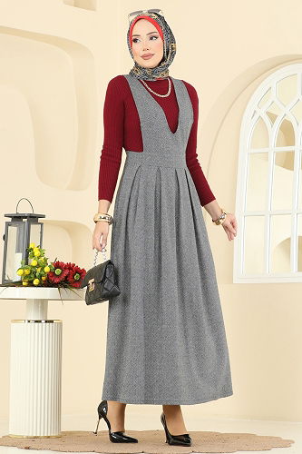 moda selvim DRESS 22021UKBK1160 Gray - Thumbnail