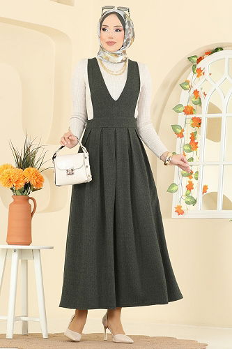 moda selvim DRESS 22021UKBK1160 Khaki - Thumbnail