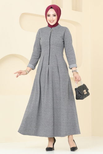 moda selvim Dress 22026UKB139 Gray - Thumbnail