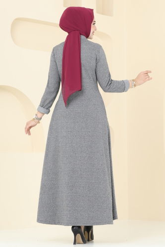 moda selvim Dress 22026UKB139 Gray - Thumbnail