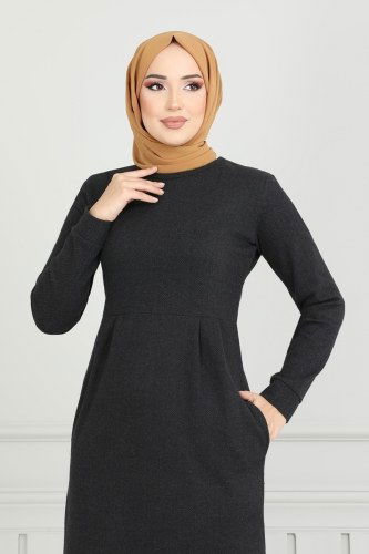 moda selvim الفستان أسود 22032UKB139 - Thumbnail