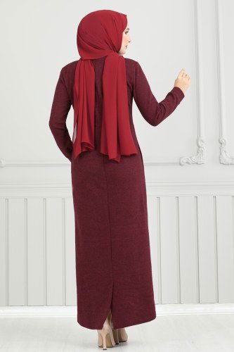 Dress 22032UKB139 Burgundy - 4