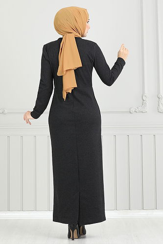 moda selvim Dress 22032UKB929-M Black - Thumbnail