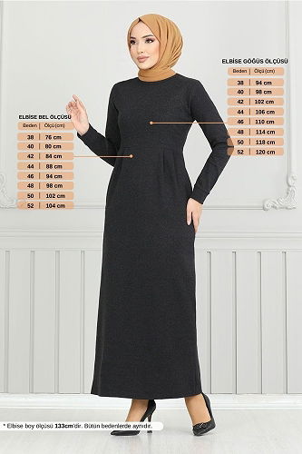 moda selvim الفستان أسود 22032UKB929-M - Thumbnail