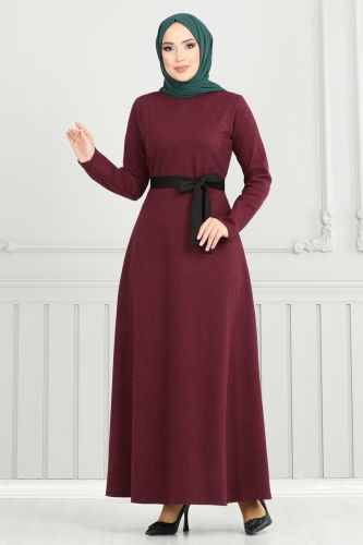 Dress 22033UKB139 Burgundy - 1