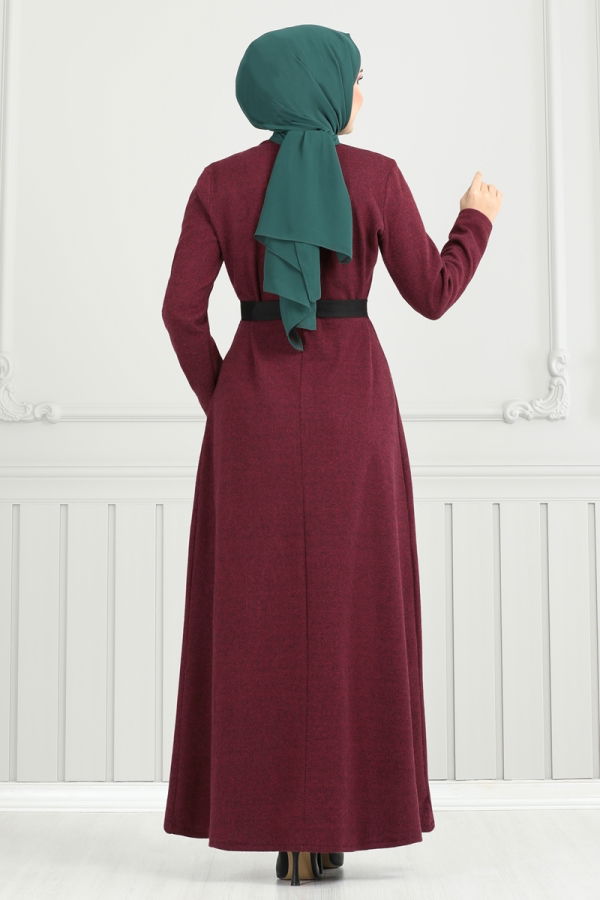 Dress 22033UKB139 Burgundy - 4