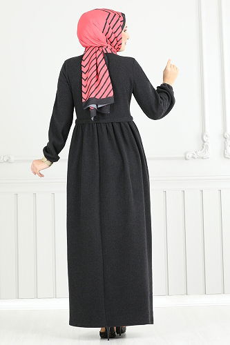 moda selvim Dress 22034UKB139 Black - Thumbnail