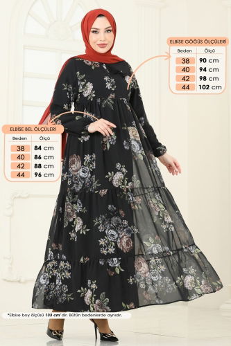 moda selvim Dress 2205ANT466 Black - Thumbnail