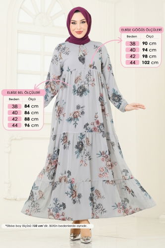 moda selvim Dress 2205ANT466 Gray - Thumbnail