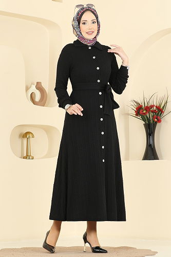 moda selvim Dress 220BO429 Black - Thumbnail
