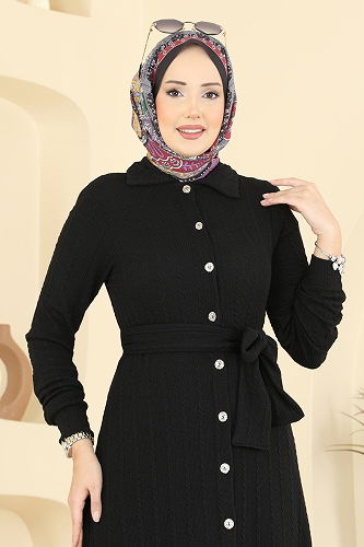 moda selvim Dress 220BO429 Black - Thumbnail