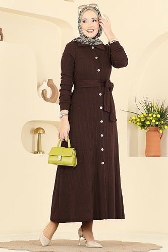 moda selvim Dress 220BO429 Brown - Thumbnail