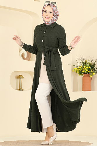 moda selvim Dress 220BO429 Khaki - Thumbnail