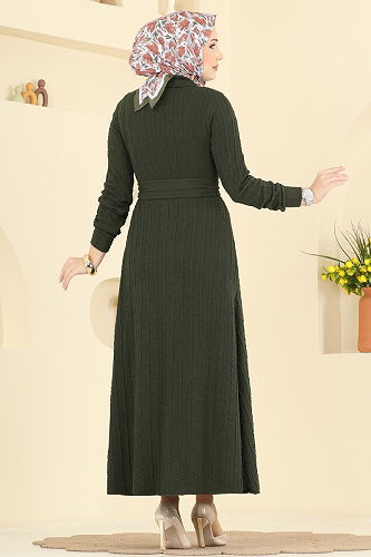 moda selvim Dress 220BO429 Khaki - Thumbnail