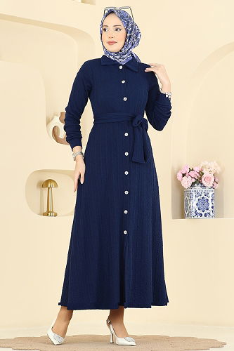 moda selvim Dress 220BO429 Navy Blue - Thumbnail