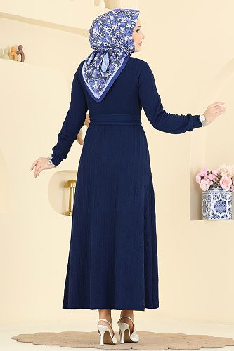 moda selvim Dress 220BO429 Navy Blue - Thumbnail