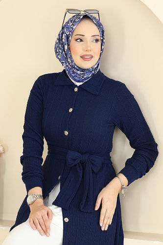 moda selvim الفستان كحلي 220BO429 - Thumbnail