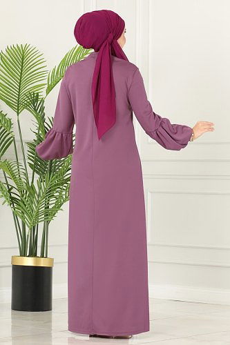 moda selvim Dress 221DVL817 Dark Lilac - Thumbnail
