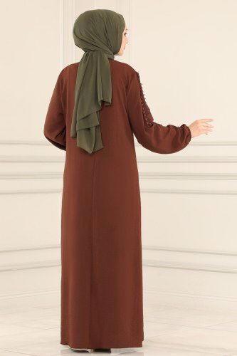 moda selvim 22204ELC762 البني فستان - Thumbnail