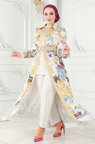 moda selvim 22445JNF844 السكري&الذهبي فستان - Thumbnail