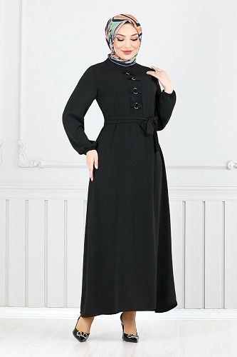 moda selvim الفستان أسود 224ASN936-M - Thumbnail