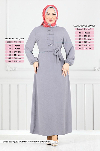 moda selvim Dress 224ASN936-M Gray - Thumbnail
