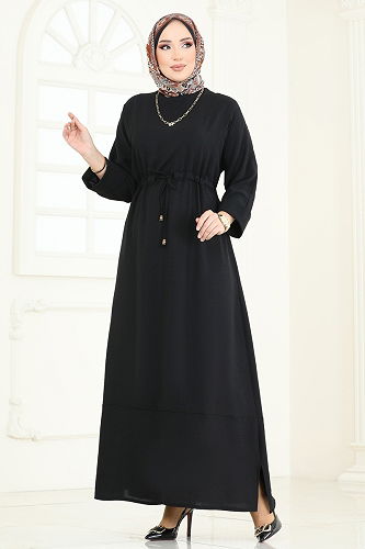 moda selvim Dress 2250BLU797 Black - Thumbnail