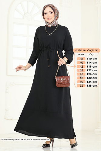 moda selvim Dress 2250BLU797 Black - Thumbnail