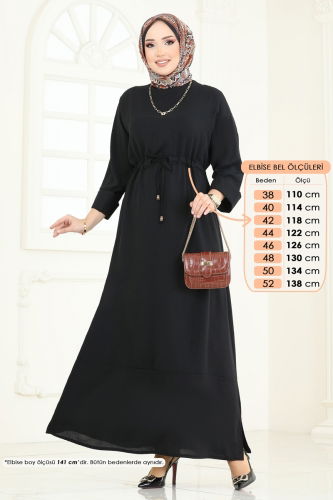 moda selvim الفستان أسود 2250BLU797 - Thumbnail