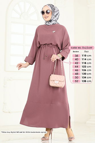 moda selvim Dress 2250BLU797 Dark Rose Dusky - Thumbnail