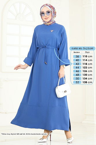 moda selvim الفستان ازرق 2250BLU797 - Thumbnail