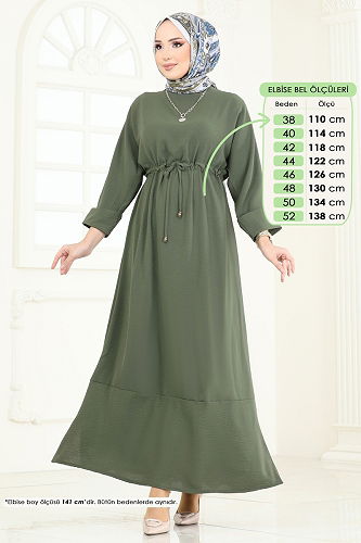 moda selvim الفستان اخضر عفني 2250BLU797 - Thumbnail