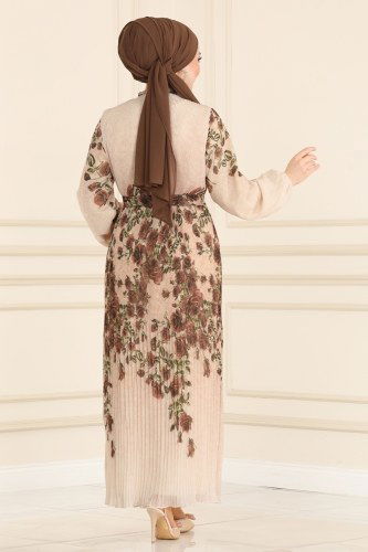 moda selvim Dress 2259ANT317 Brown - Thumbnail