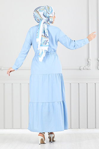 moda selvim Dress 225ASN936-M Baby Blue - Thumbnail