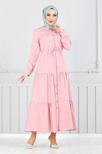 moda selvim Dress 225ASN936-M Light Rose Dried - Thumbnail