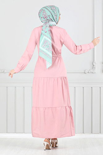 moda selvim الفستان وردي فاتح 225ASN936-M - Thumbnail