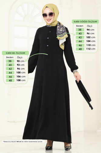 moda selvim الفستان أسود 226ASN888 - Thumbnail