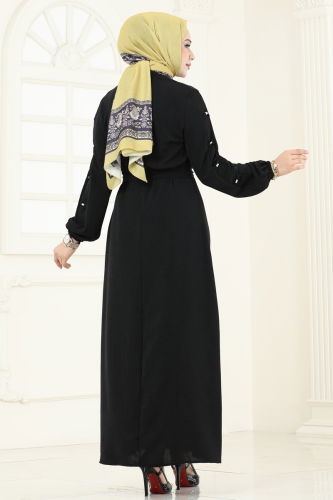 moda selvim الفستان أسود 226ASN888 - Thumbnail