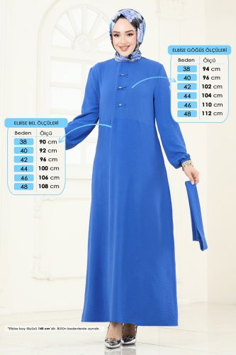 moda selvim Dress 226ASN888 Blue - Thumbnail