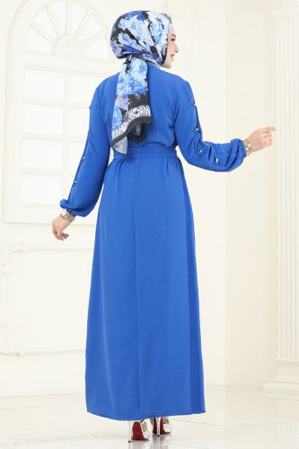 moda selvim الفستان أزرق 226ASN888 - Thumbnail