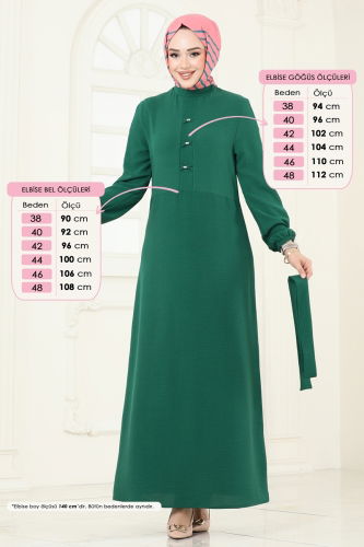 moda selvim Dress 226ASN888 Emerald - Thumbnail