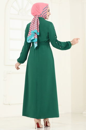 moda selvim Dress 226ASN888 Emerald - Thumbnail