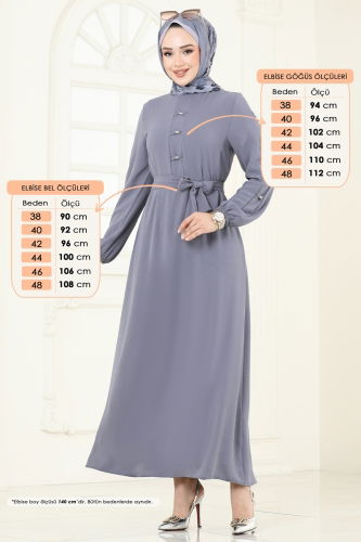 moda selvim Dress 226ASN888 Gray - Thumbnail