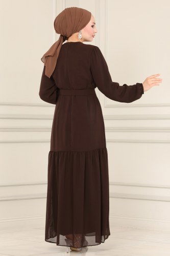 moda selvim Dress 2280SVT808 Brown - Thumbnail