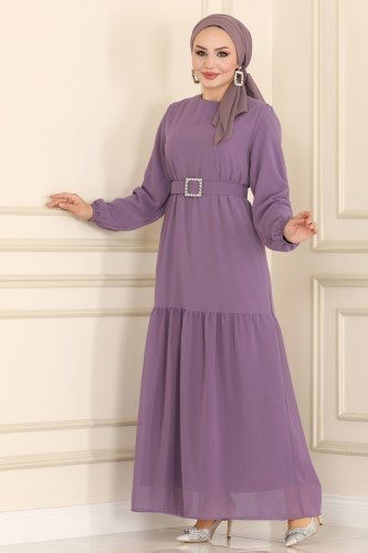 moda selvim 2280SVT808 ارجواني فاتح فستان - Thumbnail