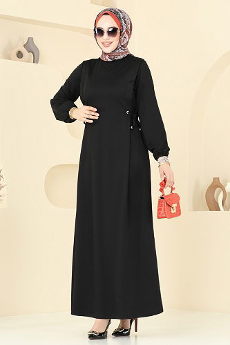 moda selvim Dress 23001UKB139 Black - Thumbnail