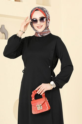 moda selvim Dress 23001UKB139 Black - Thumbnail